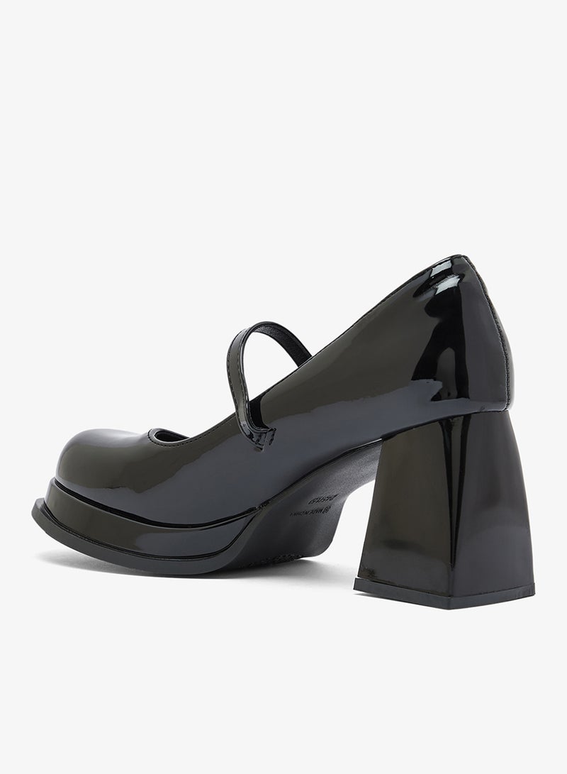 Ginger Platform Chunky High Heel Strap Buckle Detail Mary Janes - Image 3
